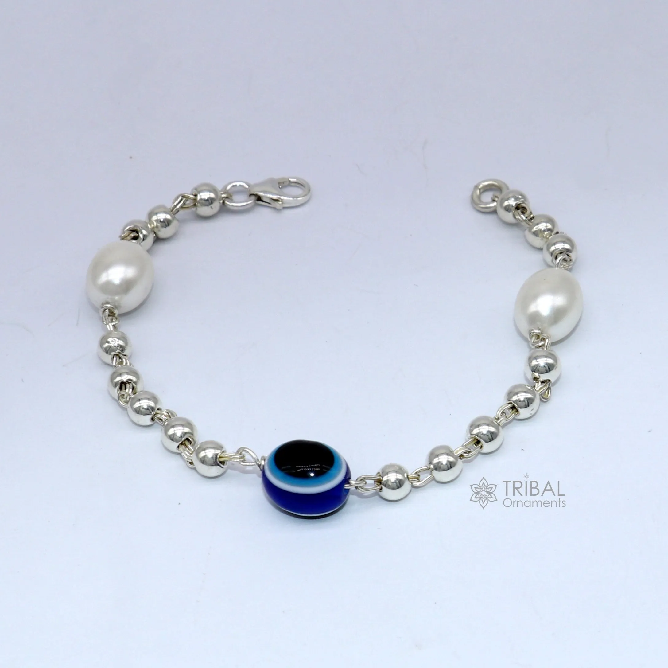 925 sterling silver handmade silver beaded evil eye bracelet, stylish unisex cultural trendy bracelet all sizes jewelry sbr471