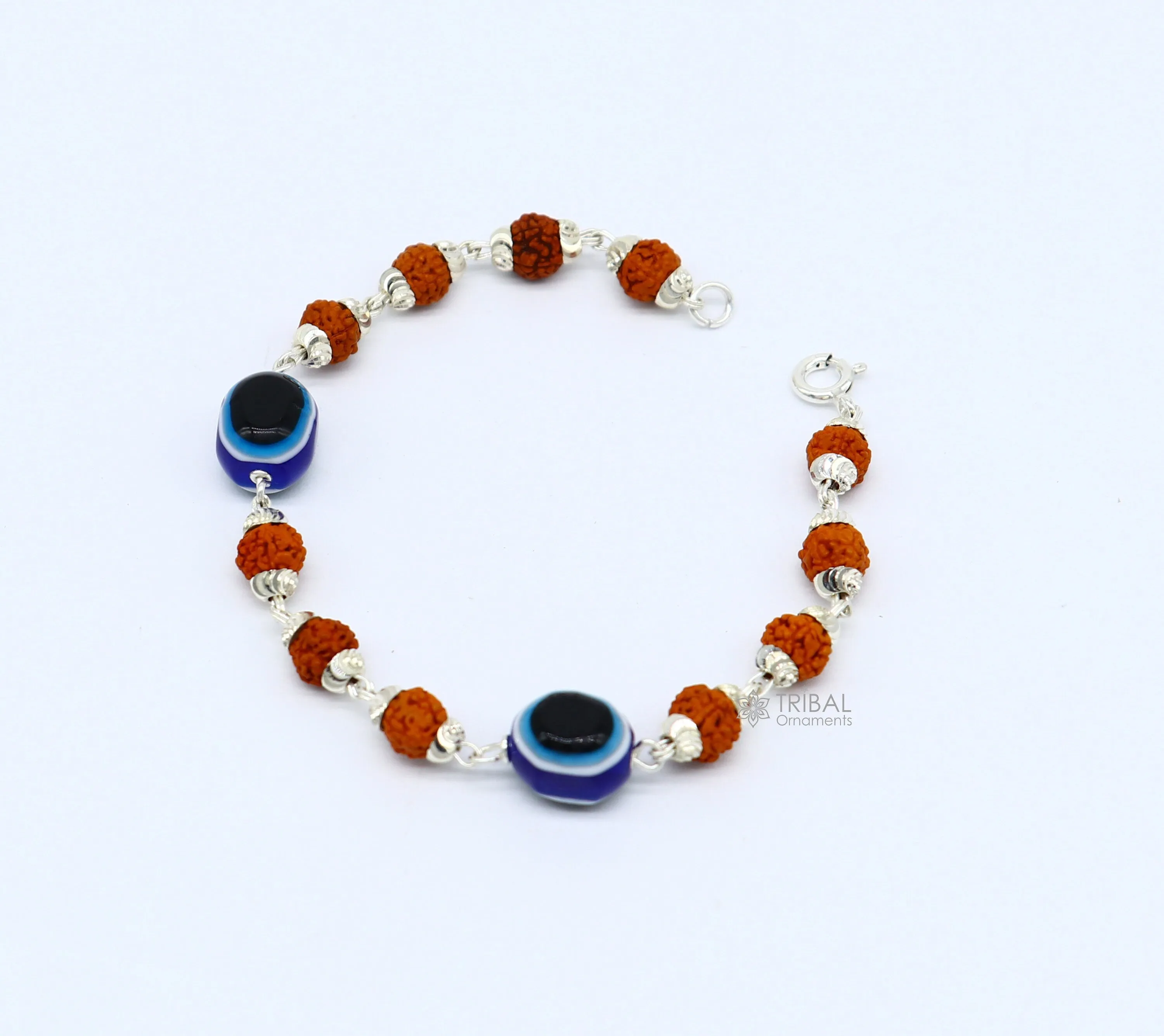 925 sterling silver Rudraksha beads with evil eye bracelet, stylish unisex cultural trendy handmade bracelet all sizes jewelry sbr472