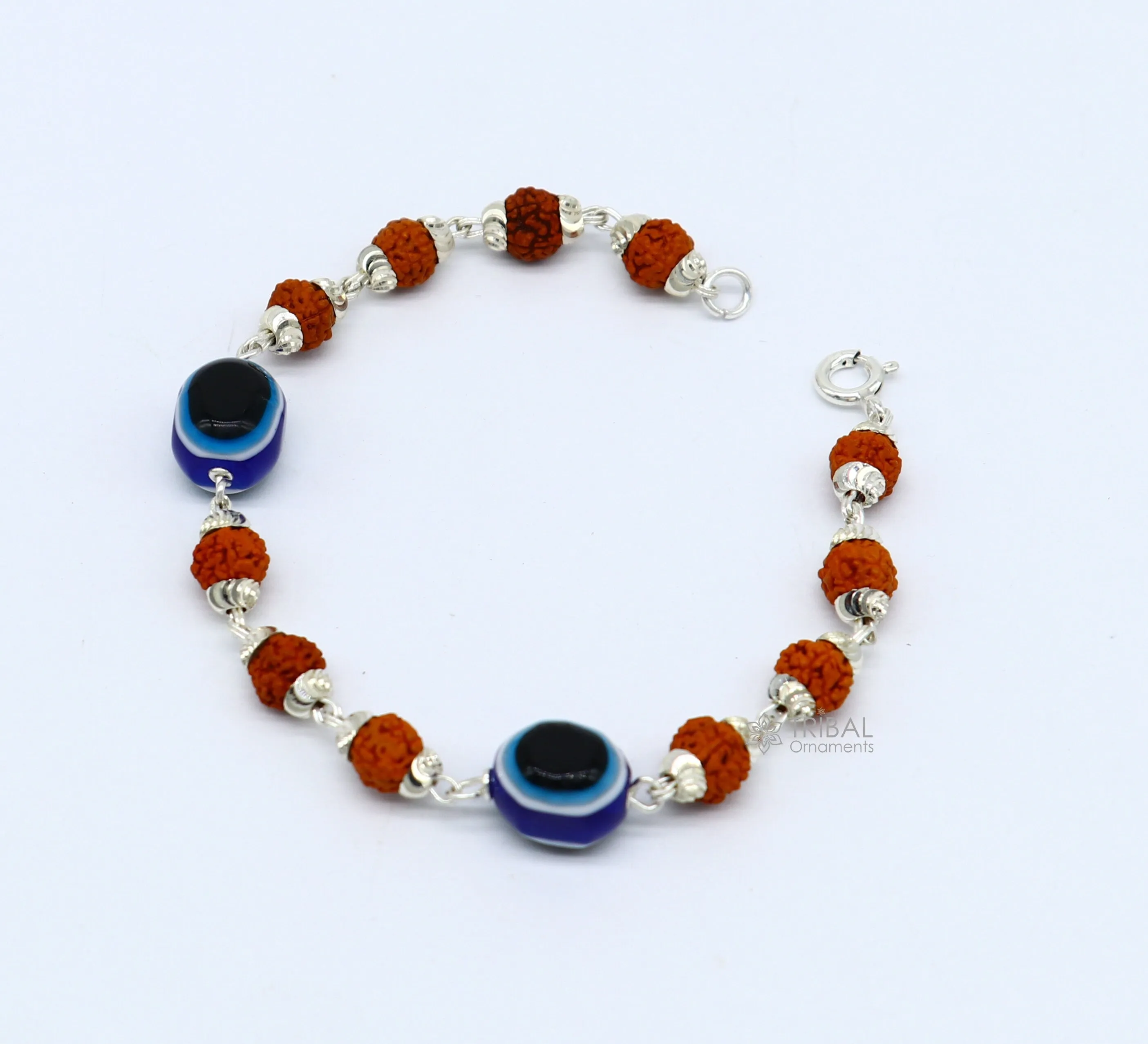 925 sterling silver Rudraksha beads with evil eye bracelet, stylish unisex cultural trendy handmade bracelet all sizes jewelry sbr472