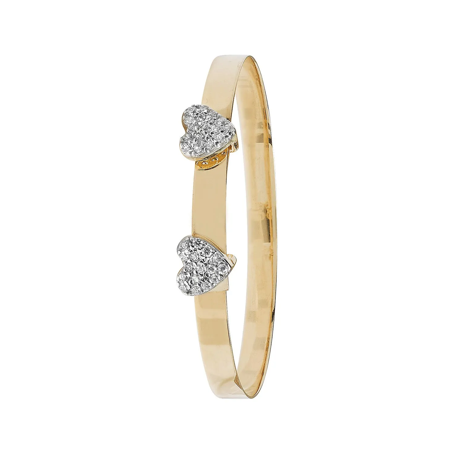 9CT GOLD BABIES' EXPANDABLE CZ DOUBLE HEART BANGLE
