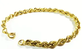 9ct Yellow Gold Bracelet Twist Rope / Curb Bracelet Fully Hallmarked 1970s