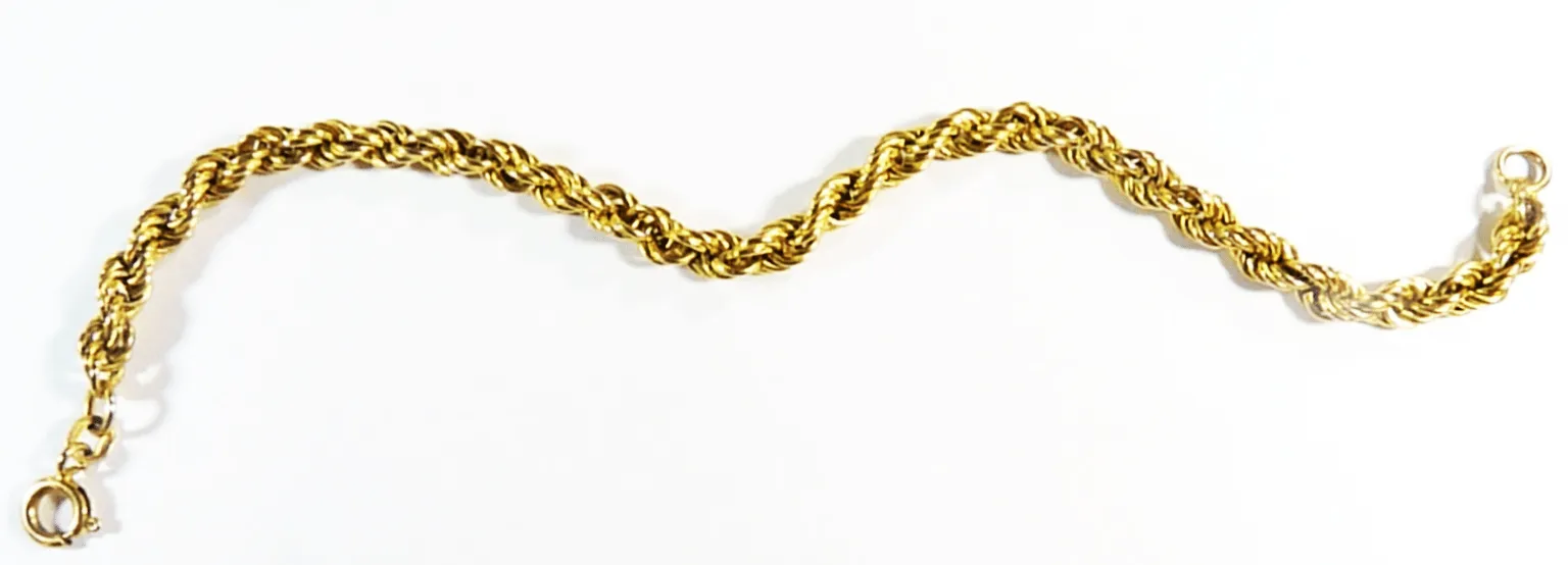 9ct Yellow Gold Bracelet Twist Rope / Curb Bracelet Fully Hallmarked 1970s