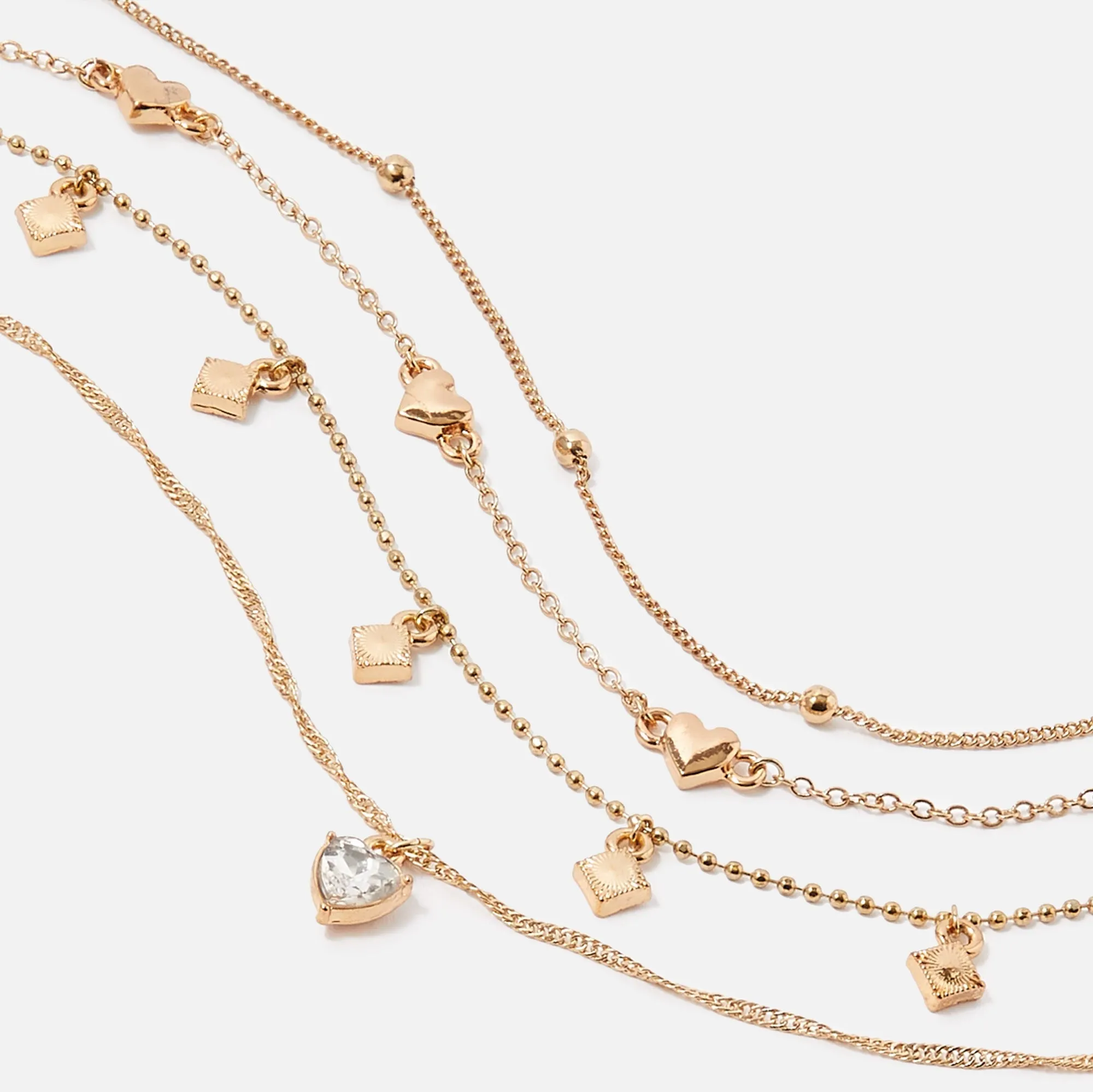 Accessorize London Women's Gold pack of 4 Hearts Anklet Pack Jewellery