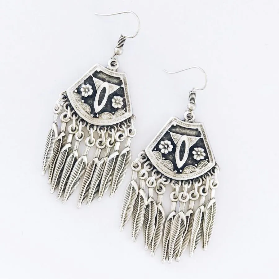 Anatolian Boho Earrings - "Nine Feathers"