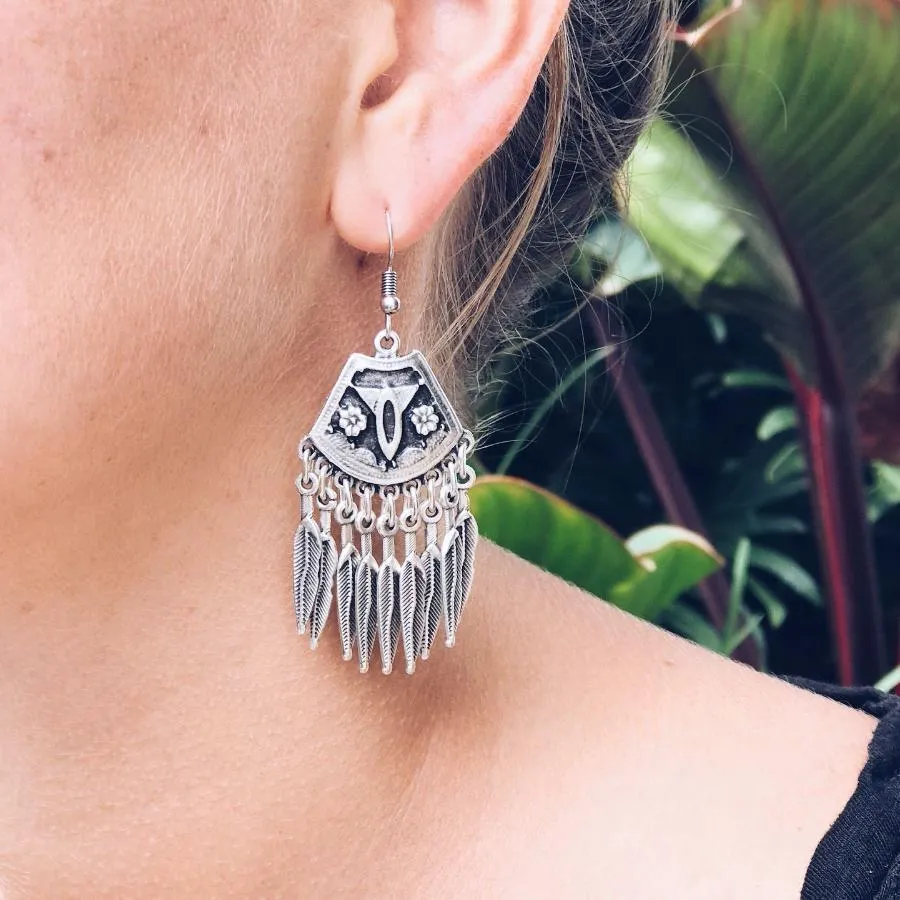 Anatolian Boho Earrings - "Nine Feathers"