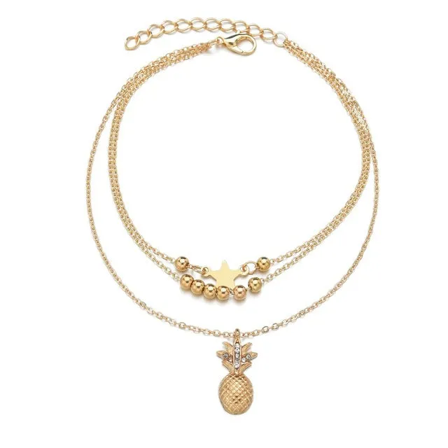 Ankle Chain Pineapple Pendant Anklet Beaded