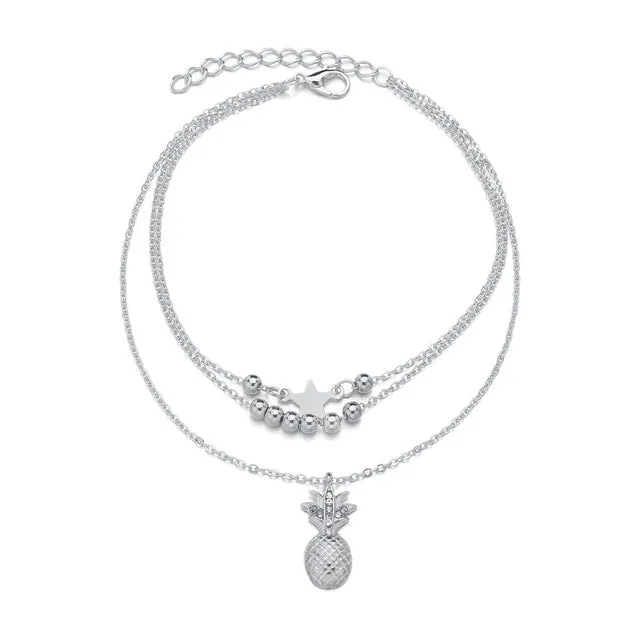 Ankle Chain Pineapple Pendant Anklet Beaded