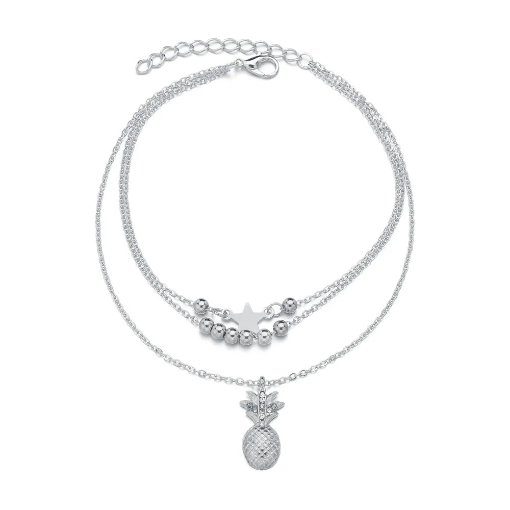 Ankle Chain Pineapple Pendant Anklet Beaded
