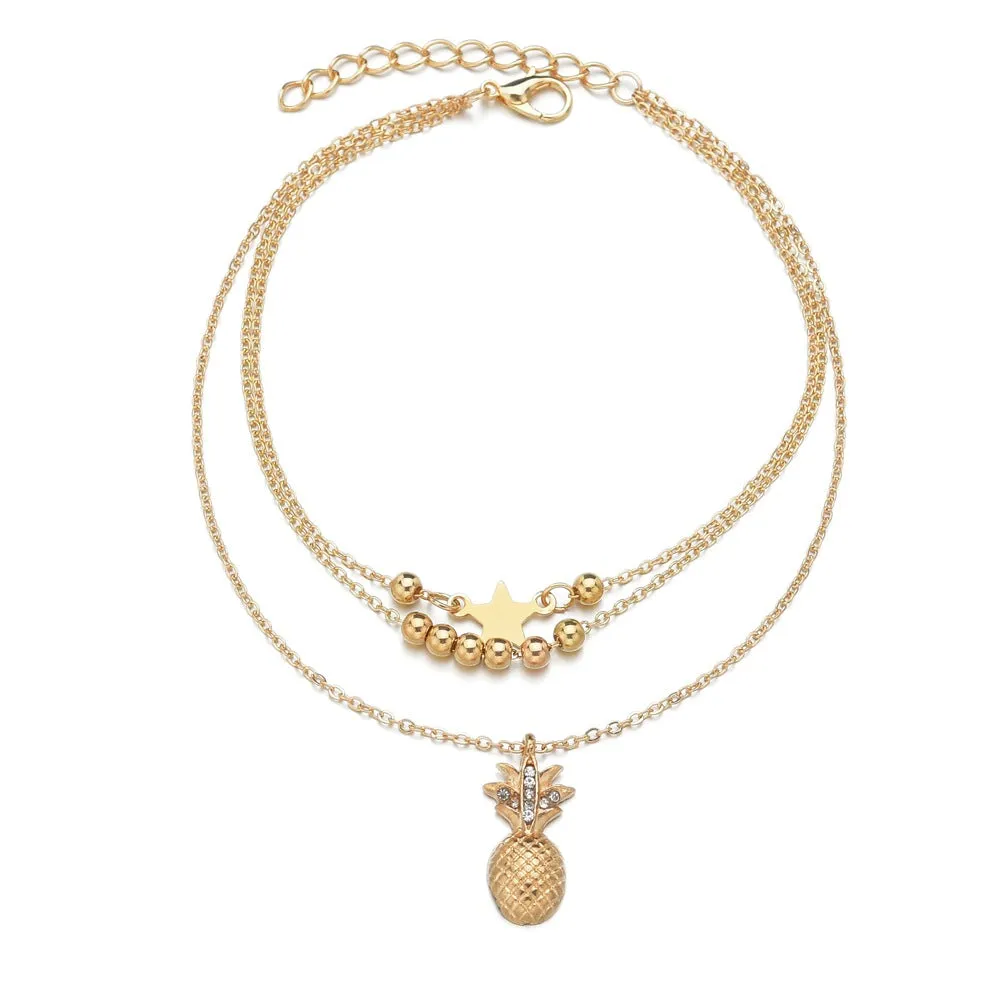 Ankle Chain Pineapple Pendant Anklet Beaded
