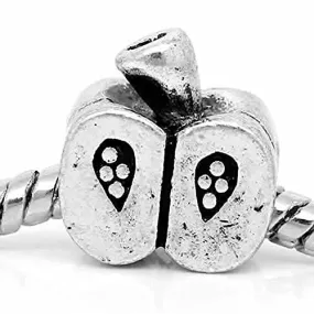 Apple Charm European Bead Compatible for Most European Snake Chain Bracelet