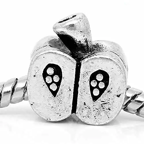 Apple Charm European Bead Compatible for Most European Snake Chain Bracelet