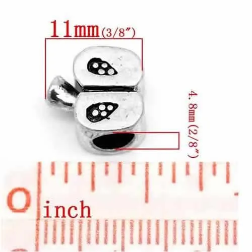Apple Charm European Bead Compatible for Most European Snake Chain Bracelet
