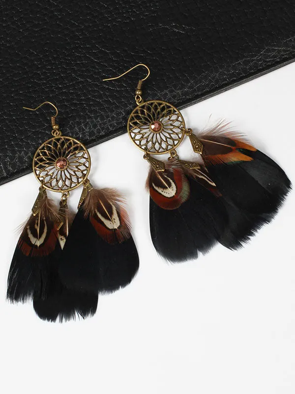 Beautiful Multicolor Feather Earrings