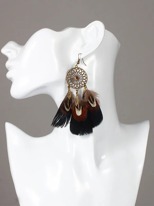 Beautiful Multicolor Feather Earrings