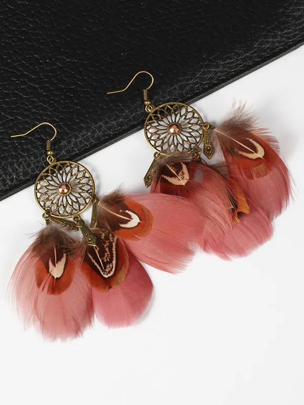 Beautiful Multicolor Feather Earrings