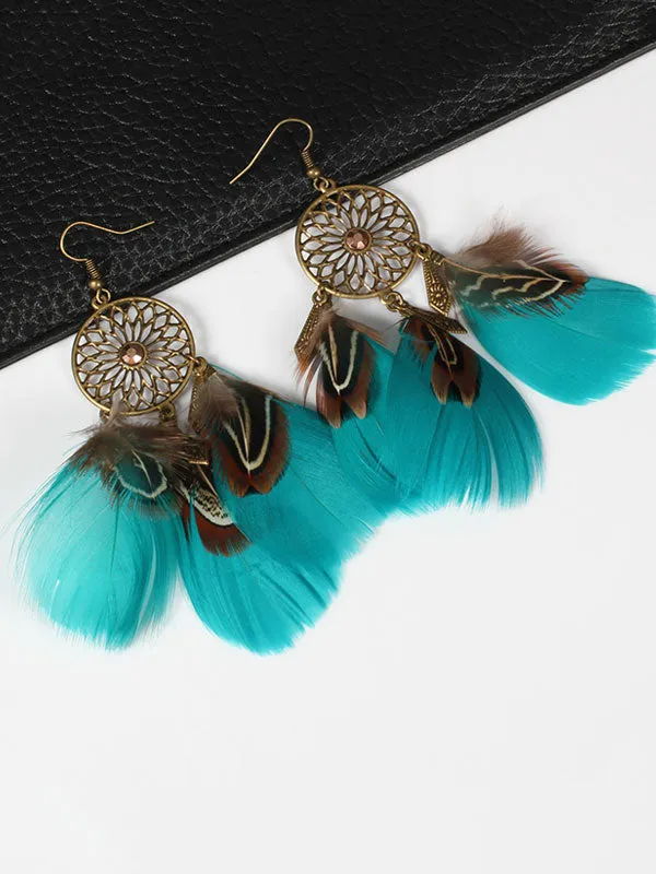 Beautiful Multicolor Feather Earrings