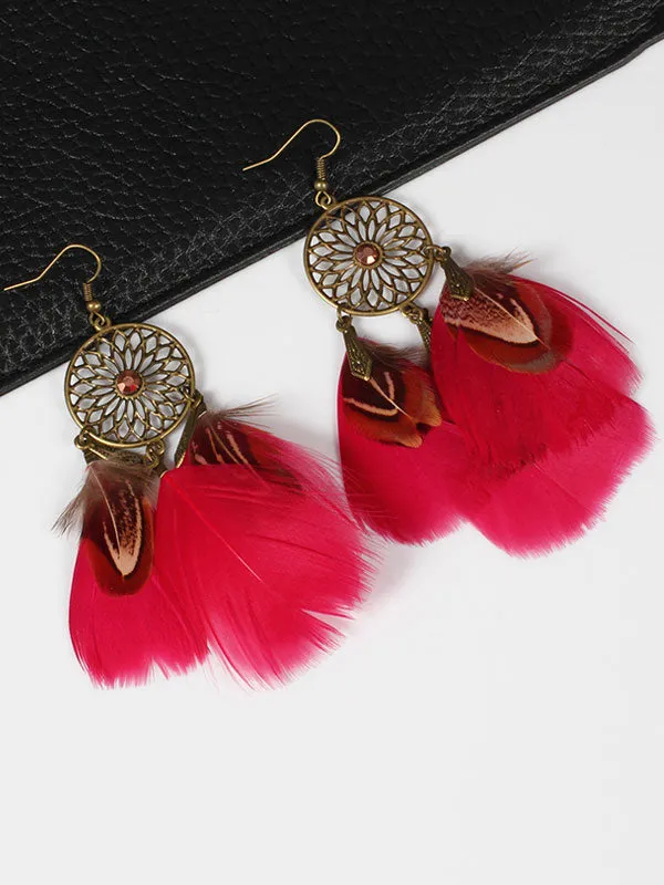 Beautiful Multicolor Feather Earrings