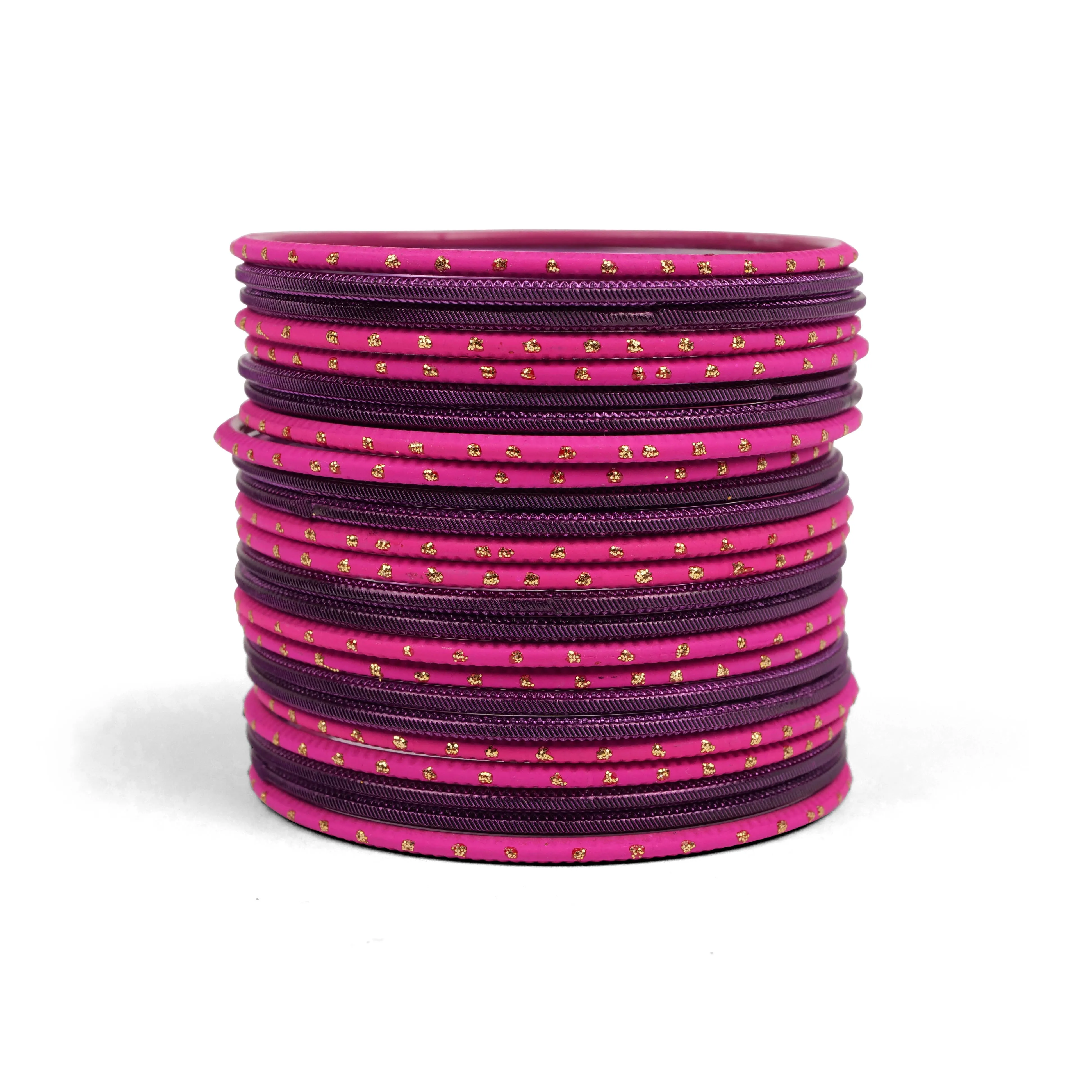 Berry Pink and Purple Bangle Stack