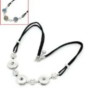 Black Velvet Chunk Lobster Clasp Necklace & Extender Chain Fits Snaps Chunk Buttons