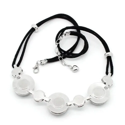 Black Velvet Chunk Lobster Clasp Necklace & Extender Chain Fits Snaps Chunk Buttons