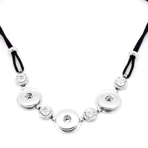Black Velvet Chunk Lobster Clasp Necklace & Extender Chain Fits Snaps Chunk Buttons