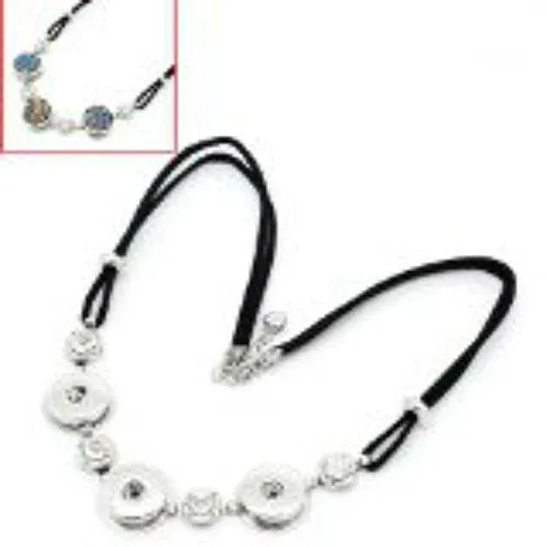 Black Velvet Chunk Lobster Clasp Necklace & Extender Chain Fits Snaps Chunk Buttons