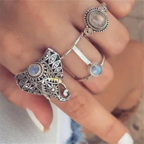 Bohemia Mandala Elephant Ring Set