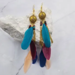Boho Feather Chain Fringe Earrings