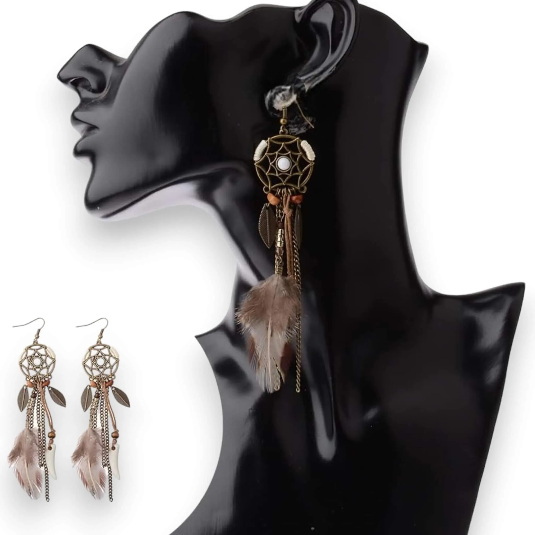 Boho Tassel Feather Earrings