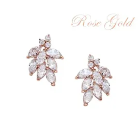 Brides Rose Gold Crystal Wedding Earrings 7297
