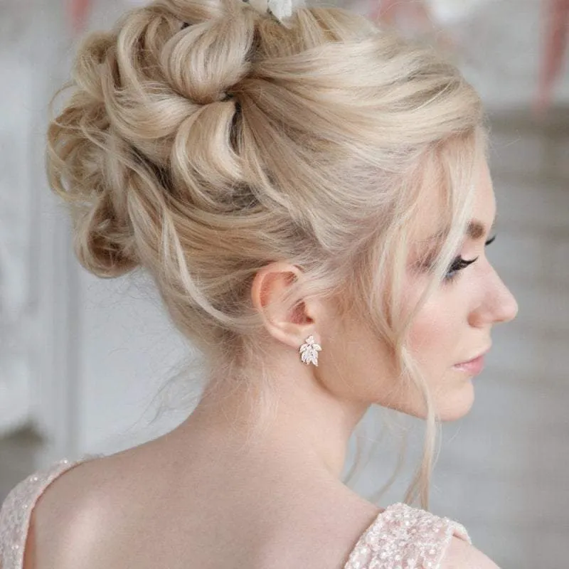 Brides Rose Gold Crystal Wedding Earrings 7297