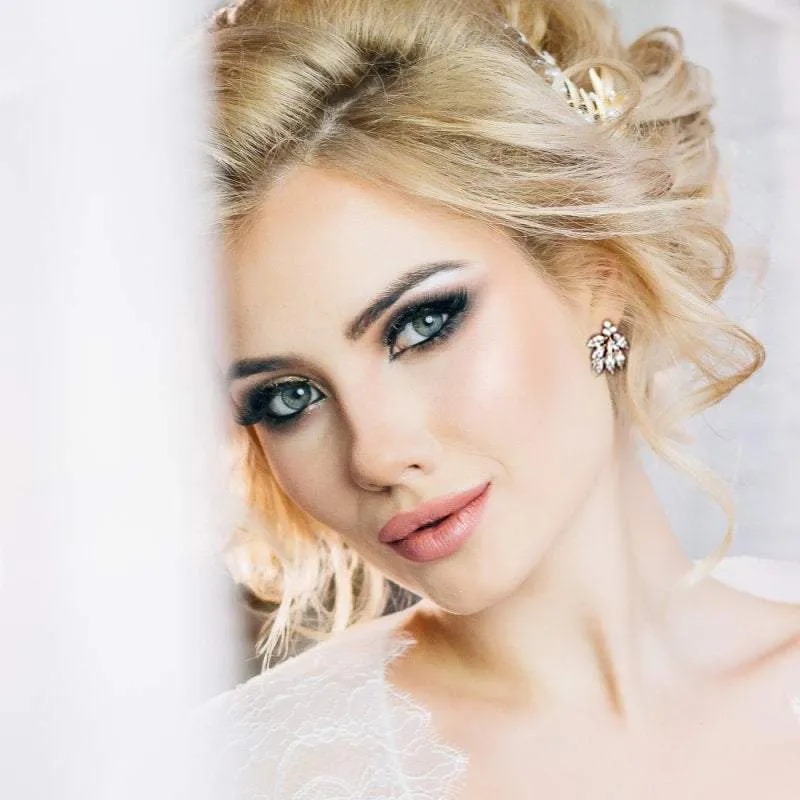 Brides Rose Gold Crystal Wedding Earrings 7297
