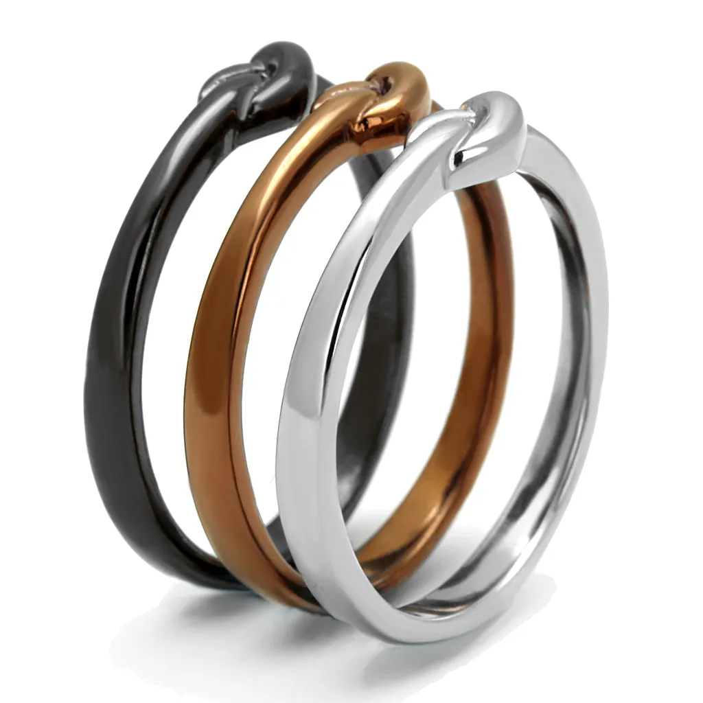 CJE2648 Wholesale Three Tone IP Knot Stainless Steel Stackable Ring