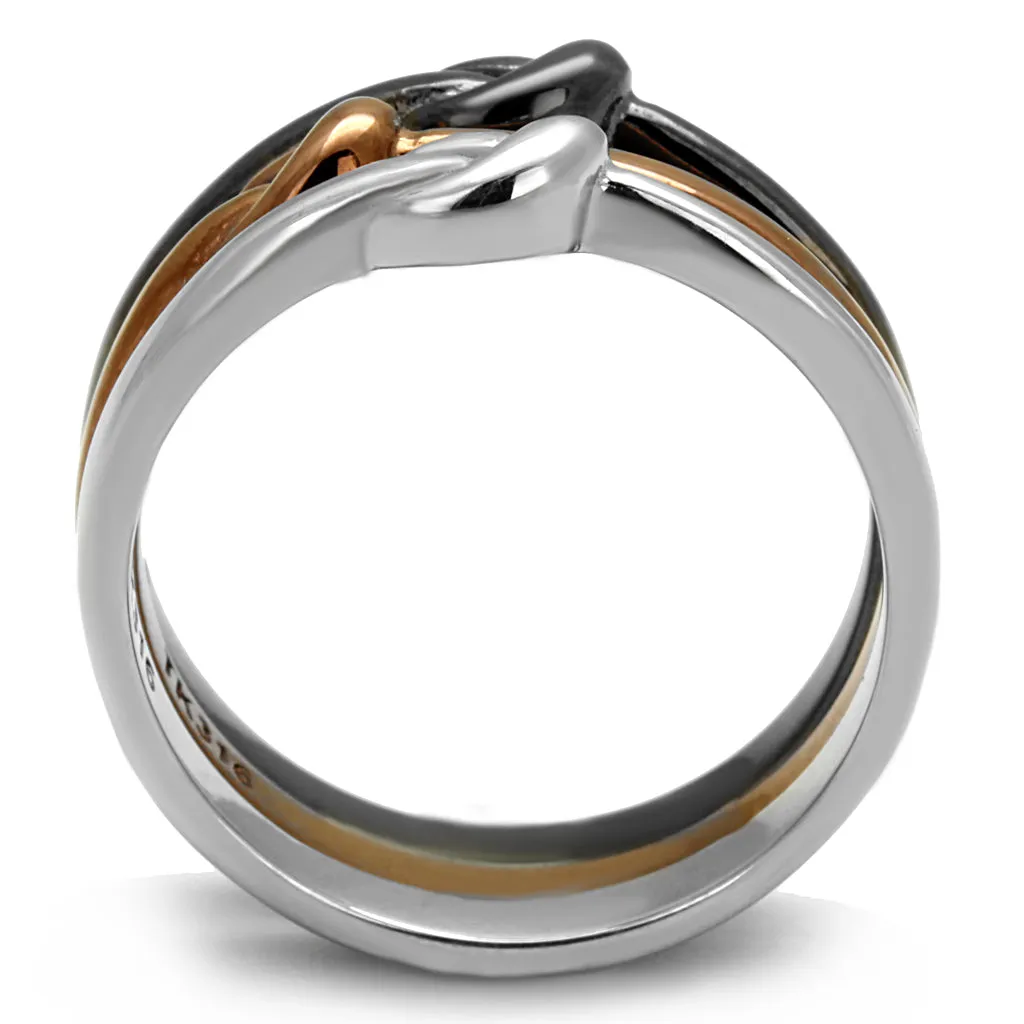 CJE2648 Wholesale Three Tone IP Knot Stainless Steel Stackable Ring