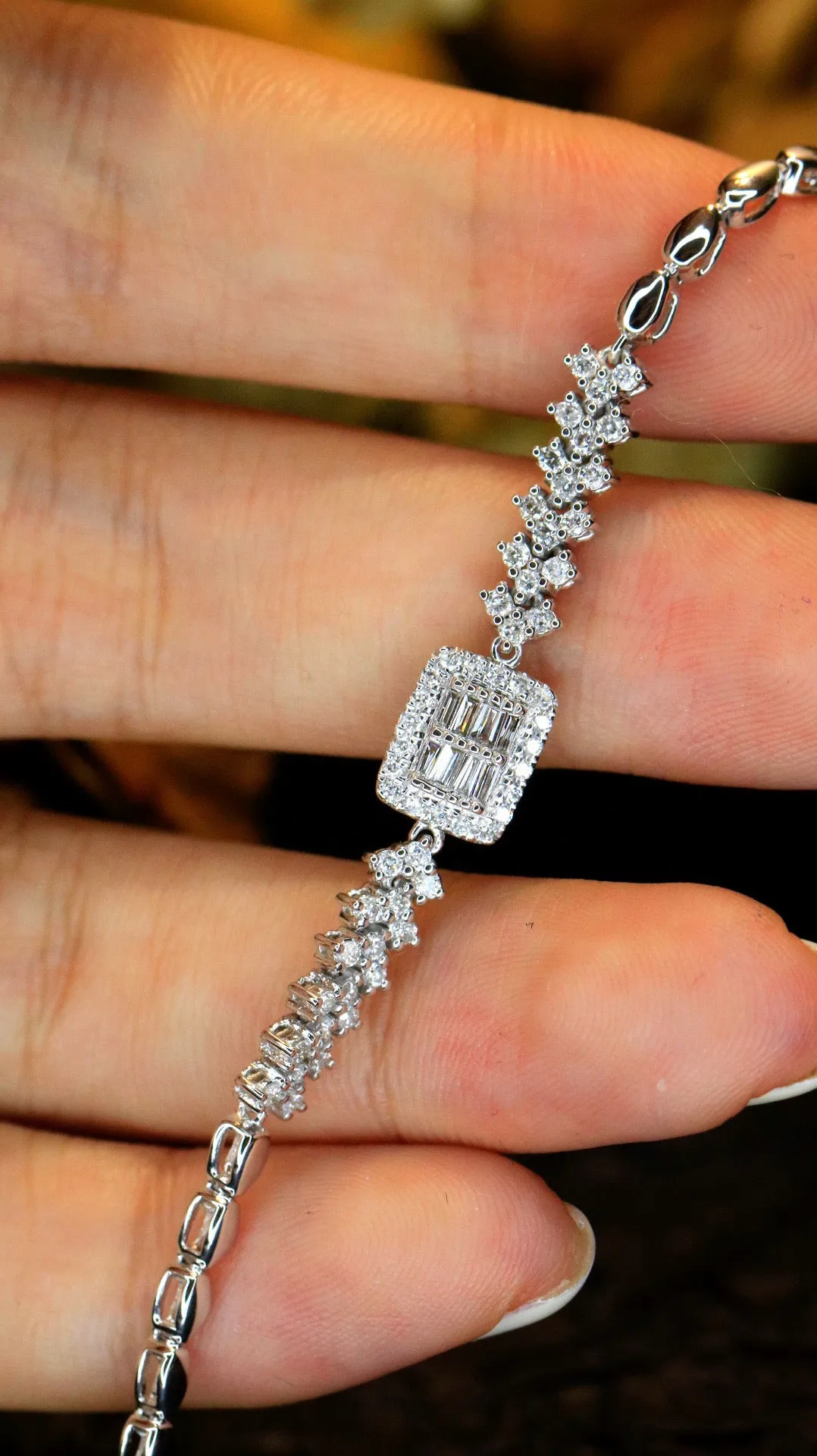 Classic 18K Solid Gold Full Diamond Bracelet, Wedding Bracelet, Gift for her