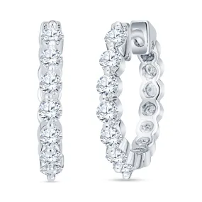 Classic Diamond Hoop Earrings Mid-Size