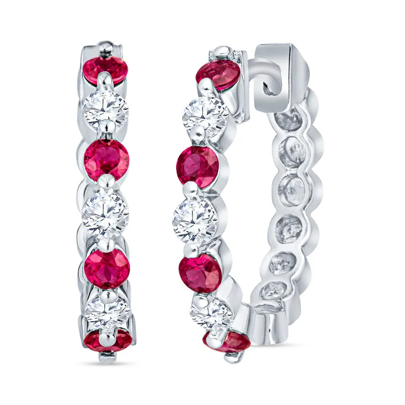 Classic Diamond Hoop Earrings Mid-Size