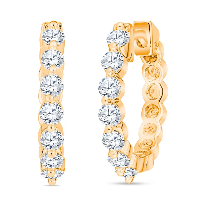 Classic Diamond Hoop Earrings Mid-Size