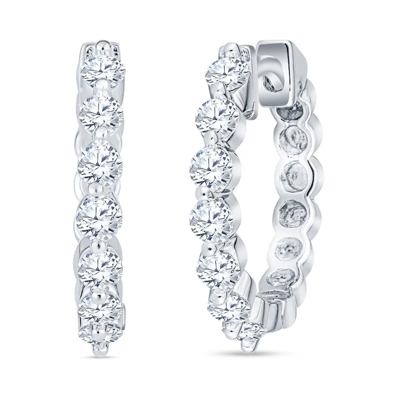 Classic Diamond Hoop Earrings Mid-Size