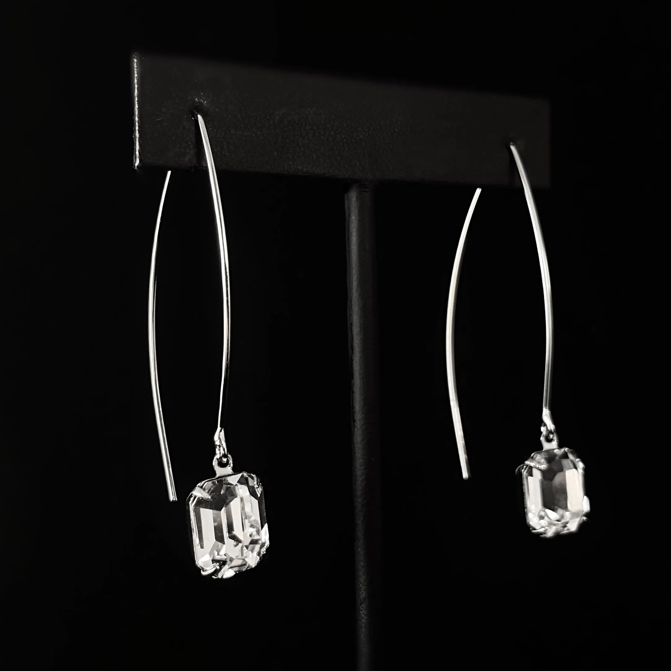 Clear Emerald Cut Crystal Dangle Earrings, Emmy - Sorrelli