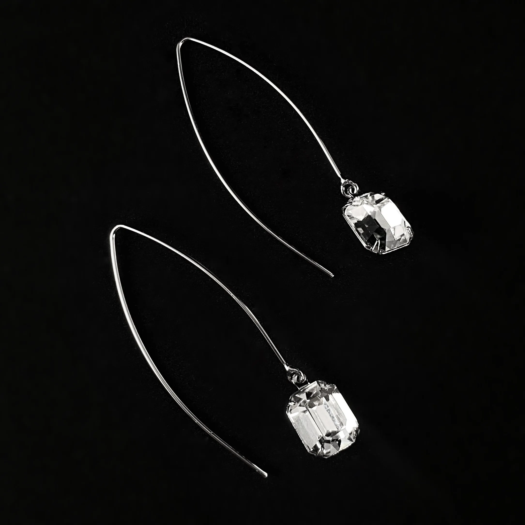 Clear Emerald Cut Crystal Dangle Earrings, Emmy - Sorrelli