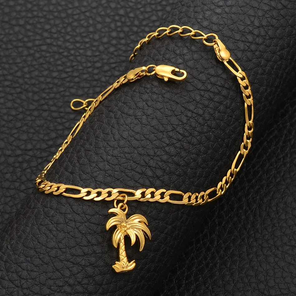 Coconut Tree Anklets Gold Color Jewelry Plant Charm Palm Foot Chains for Women