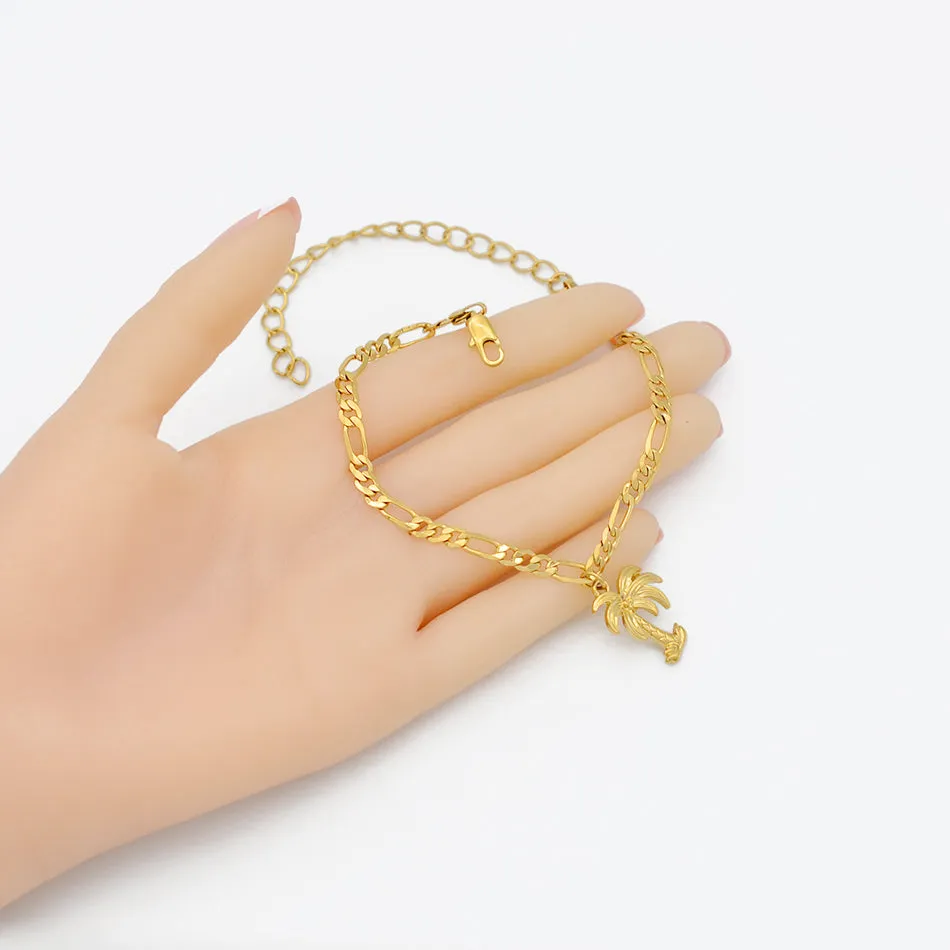 Coconut Tree Anklets Gold Color Jewelry Plant Charm Palm Foot Chains for Women
