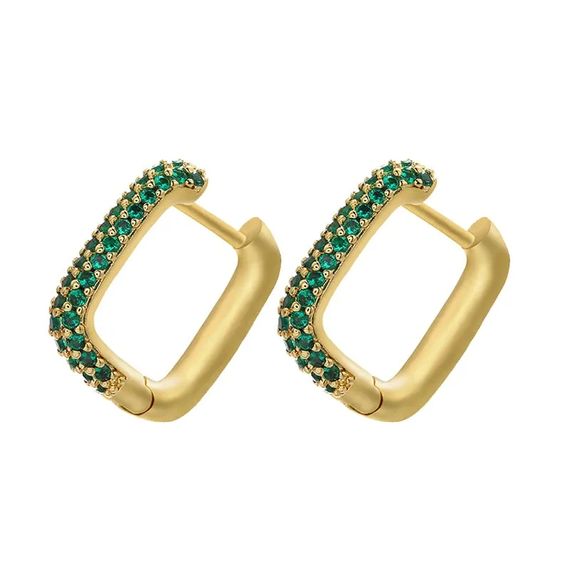 Colorful Hoop Earrings with Crystal Details