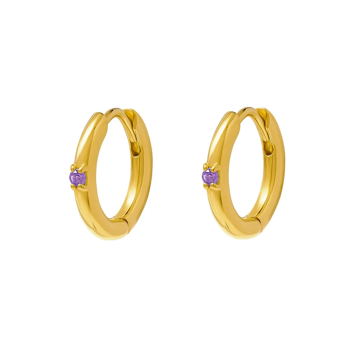 Comet Amethyst Huggies Gold