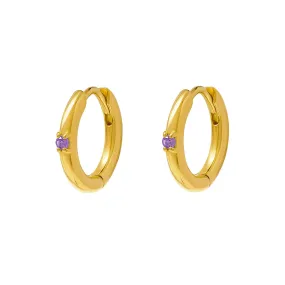 Comet Amethyst Huggies Gold