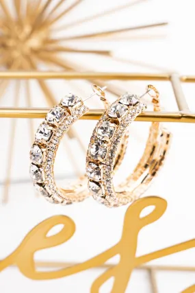 Crystal Avenue Sparkle and Shine Goldtone Hoop Earrings