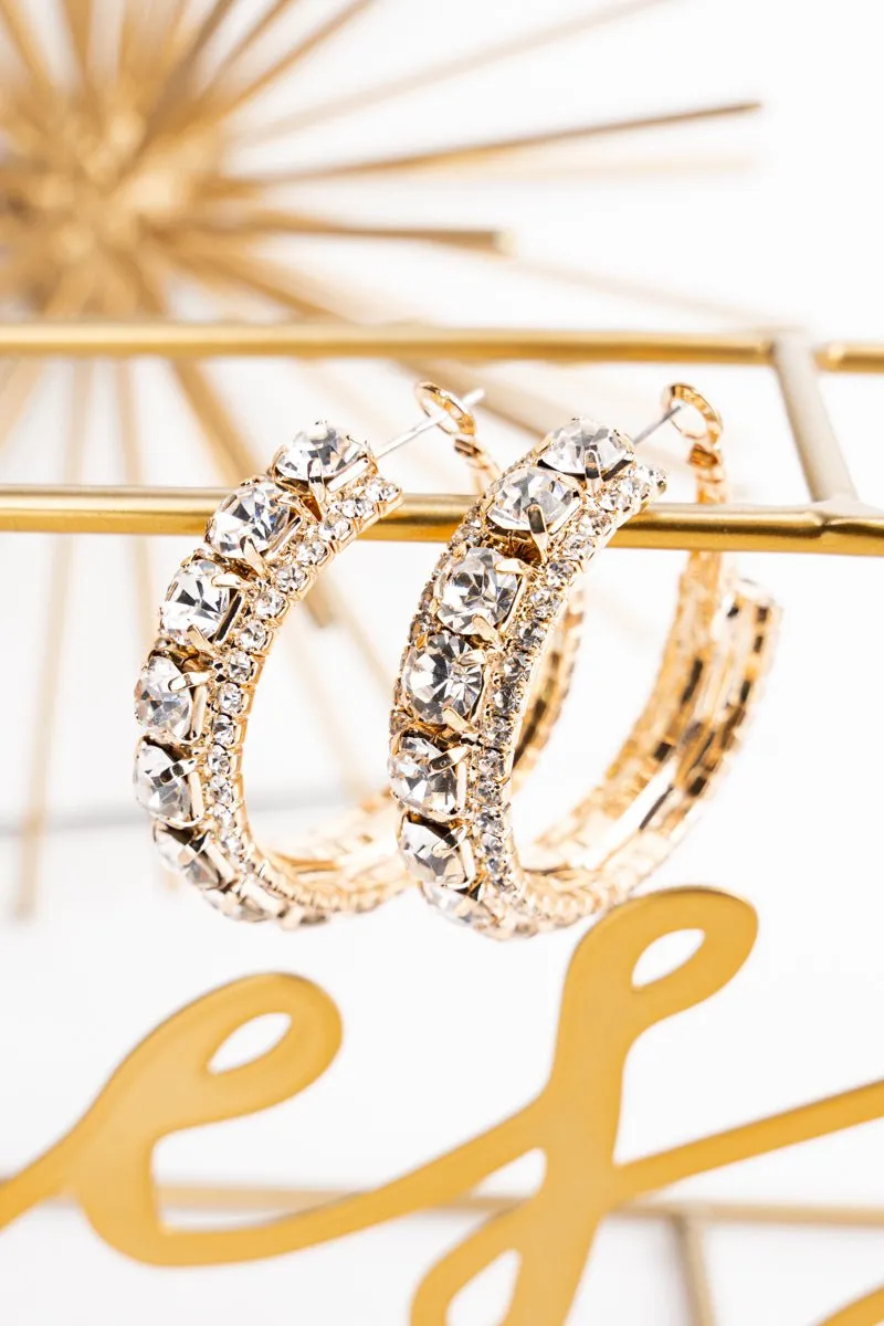 Crystal Avenue Sparkle and Shine Goldtone Hoop Earrings