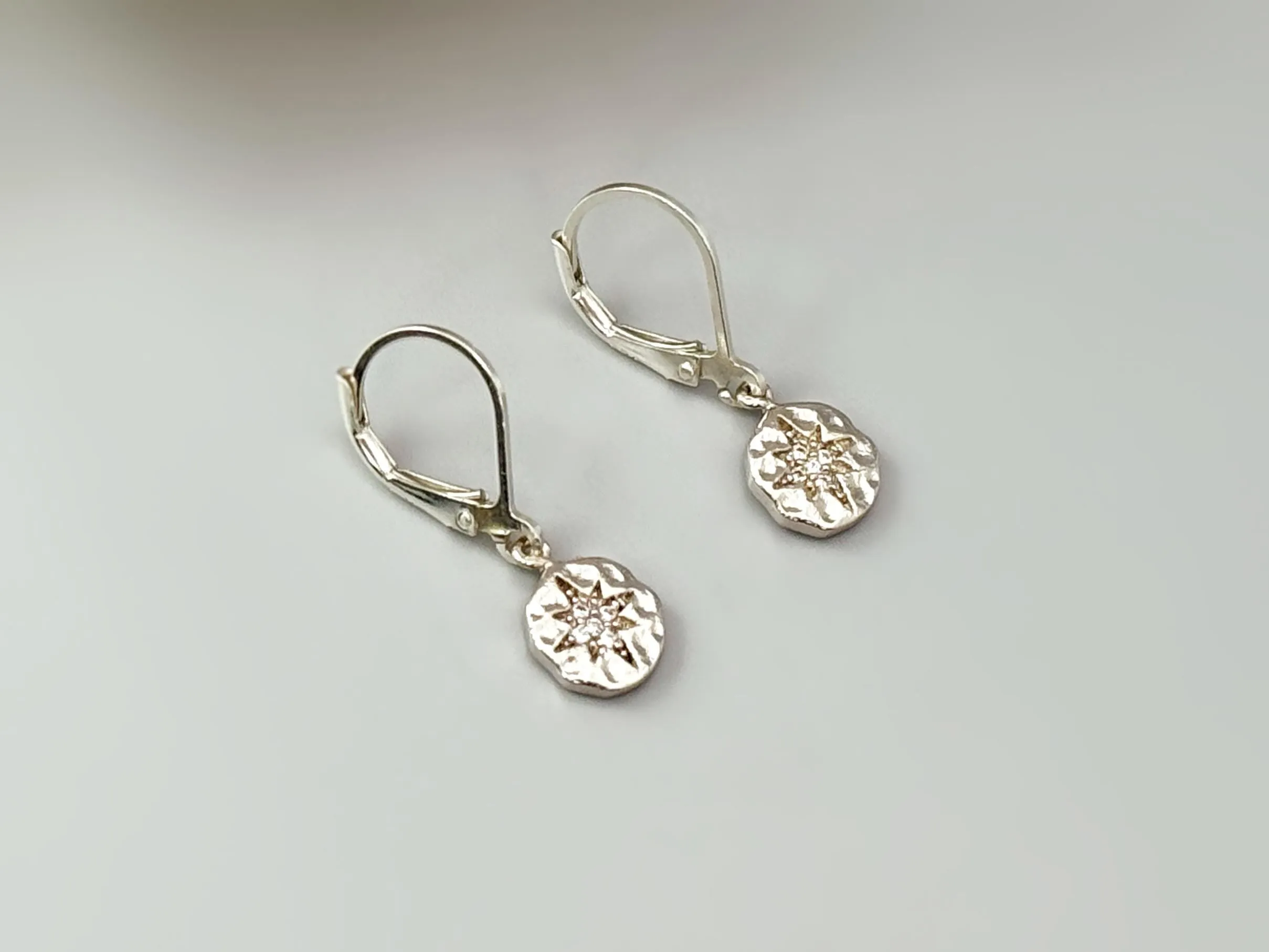 Crystal Compass Star Earrings dangle rose gold, silver, gold