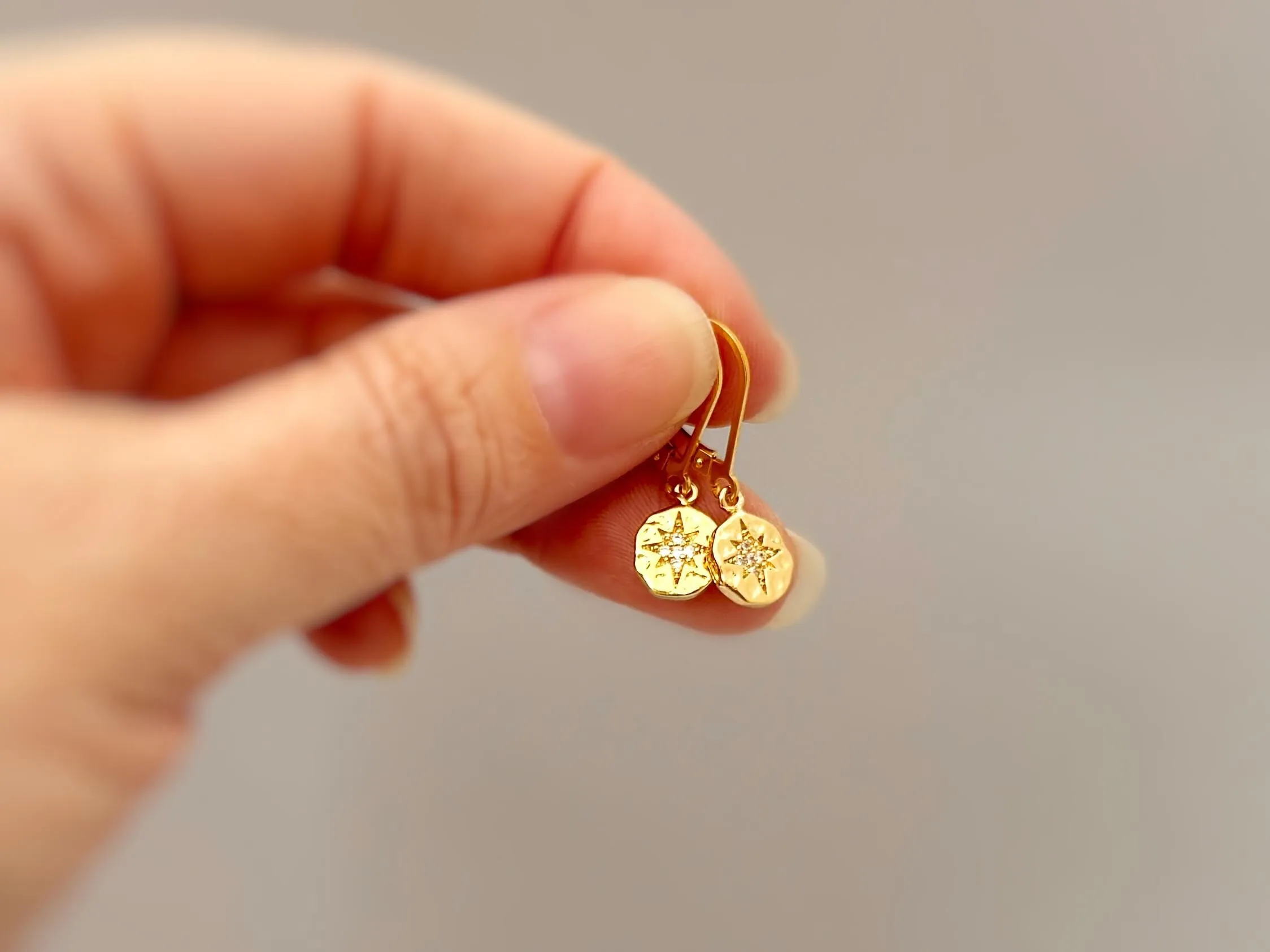 Crystal Compass Star Earrings dangle rose gold, silver, gold